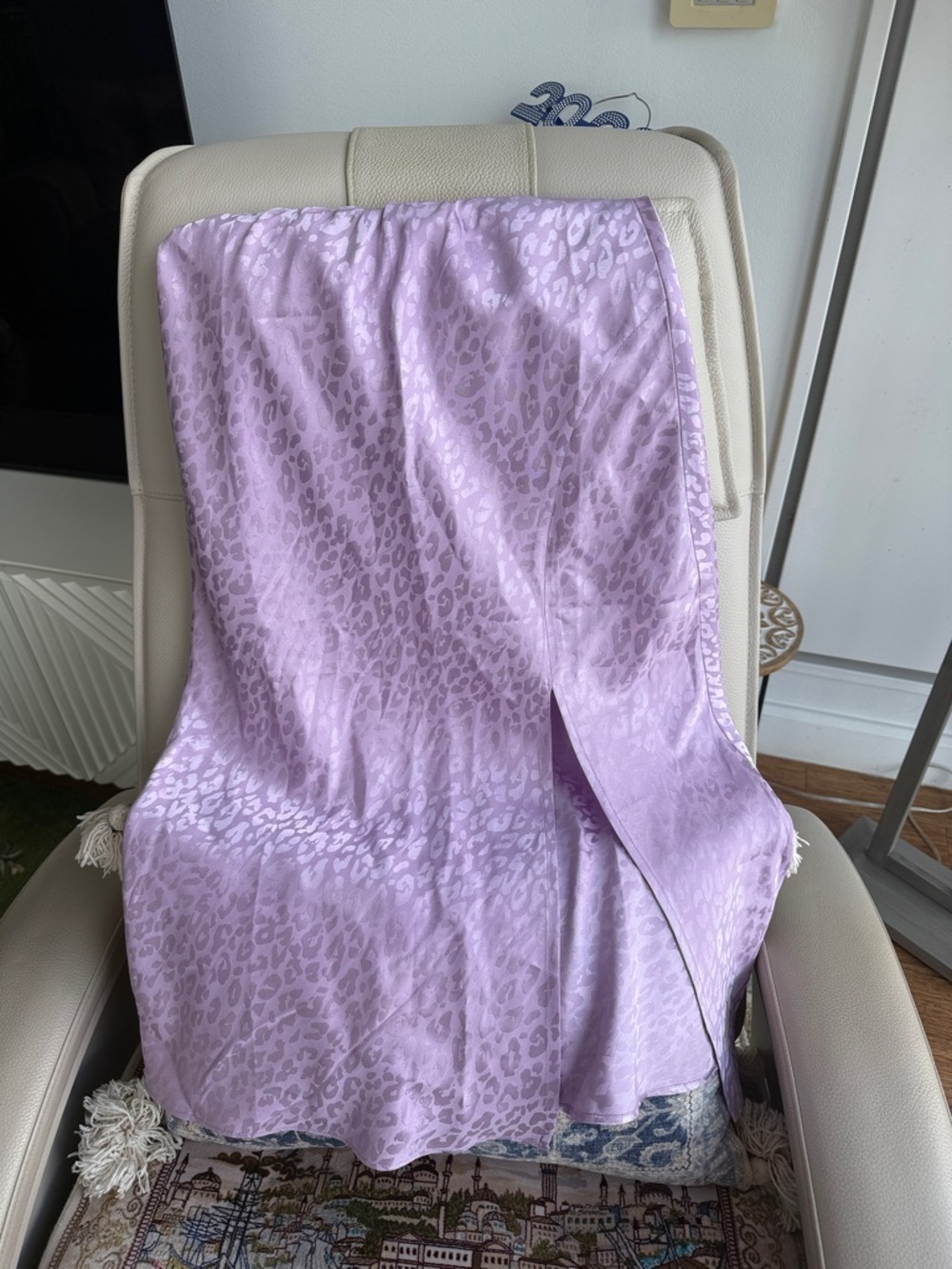Lavender Animal Print Satin Scarf